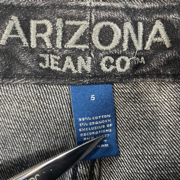 Arizona Jeans Shorts Womens 5 Black Denim Distressed Cut Off‎ Fringe Mid 24x2 - Picture 7 of 14